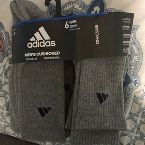 Adidas mens cushioned compression socks. 6 pairs, shoe size 6-12